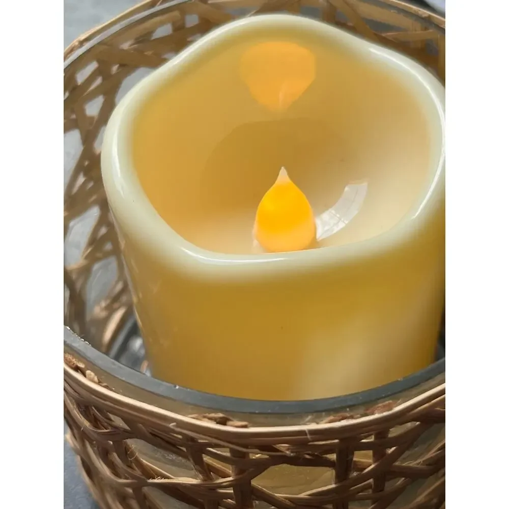 SERENE SPACES LIVING SAIGON CANE WRAPPED GLASS HURRICANE COLLECTION